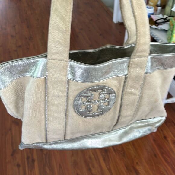 Tory Burch canvas and silver leather large tote bag - Picture 12 of 12